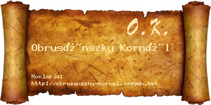 Obrusánszky Kornél névjegykártya